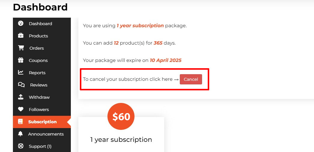 Cancell Subscription